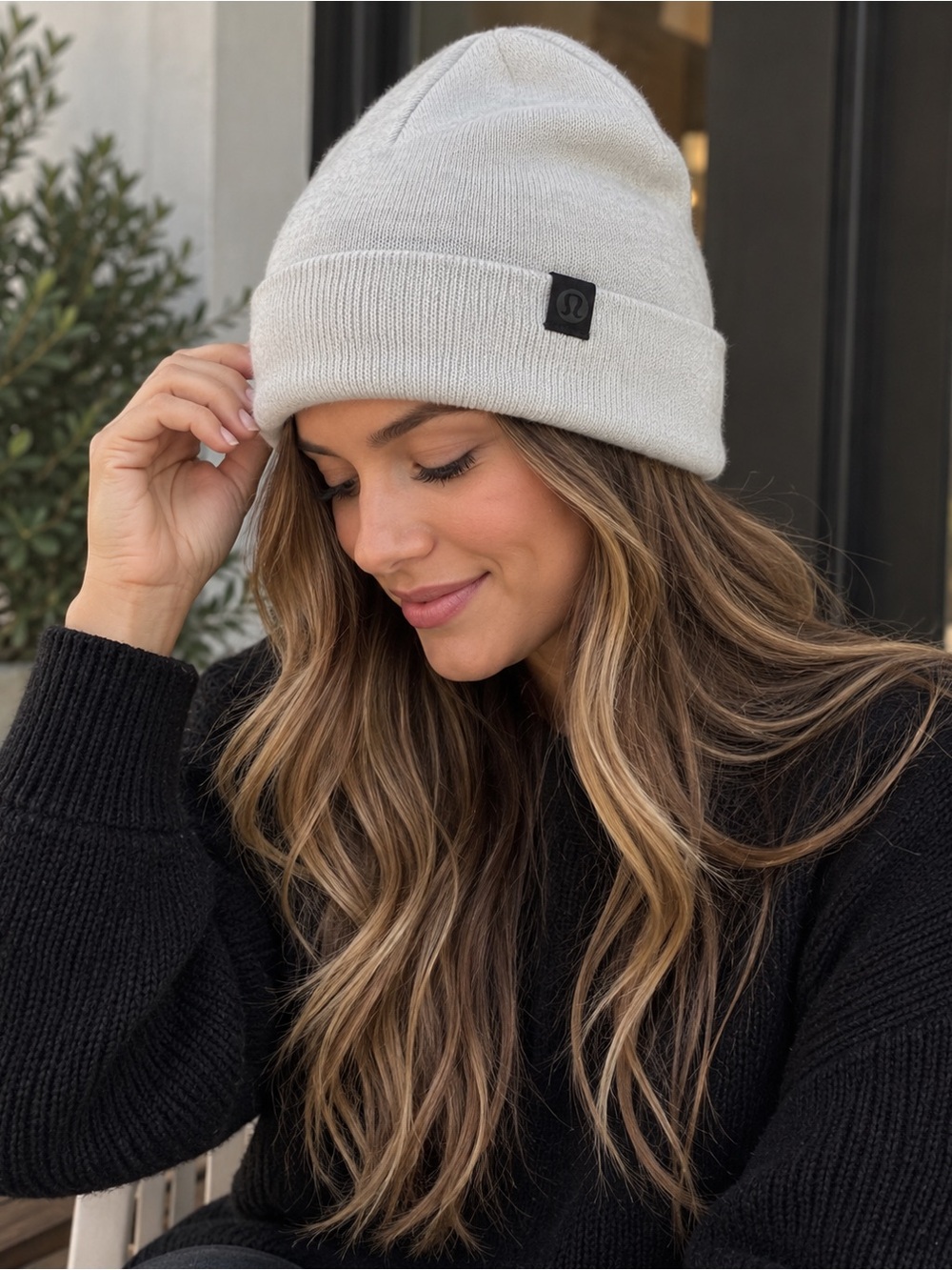 lululemon athletica Cream Knit Cuffed Beanie